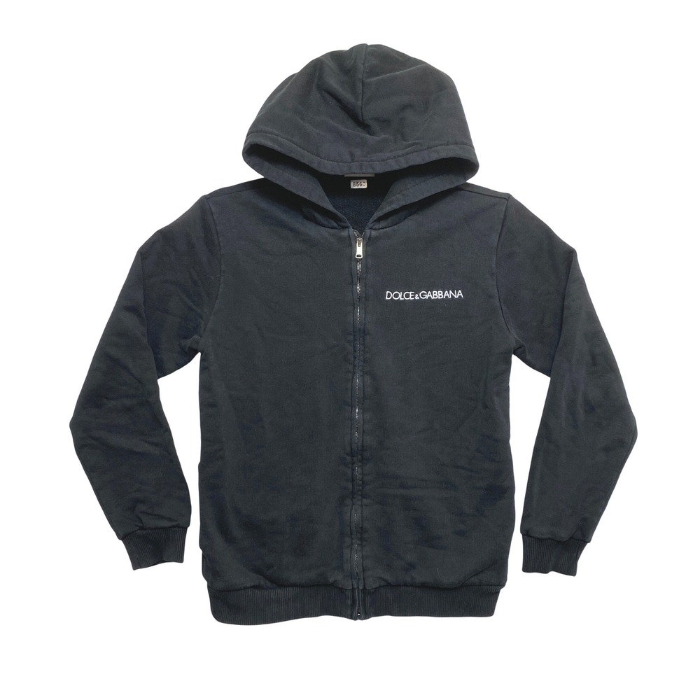 Dolce & Gabbana Hoodie Boys Size 11/12 Black Full Zip Logo Sweatshirt Full Zip